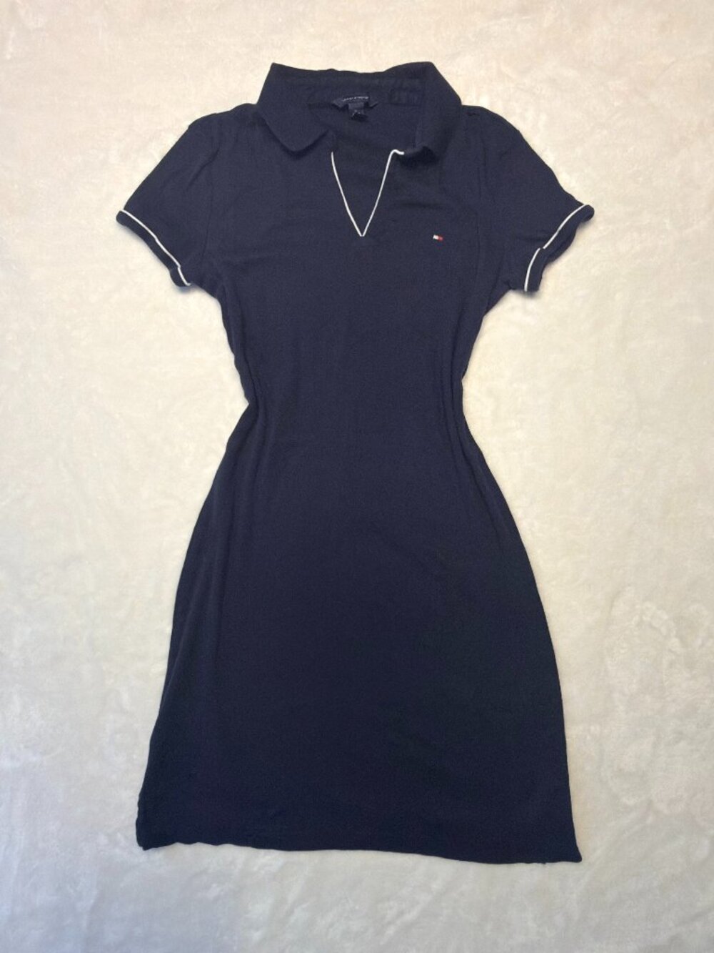 Tommy Hilfiger Navy Split V-Neck Polo Dress - Size M